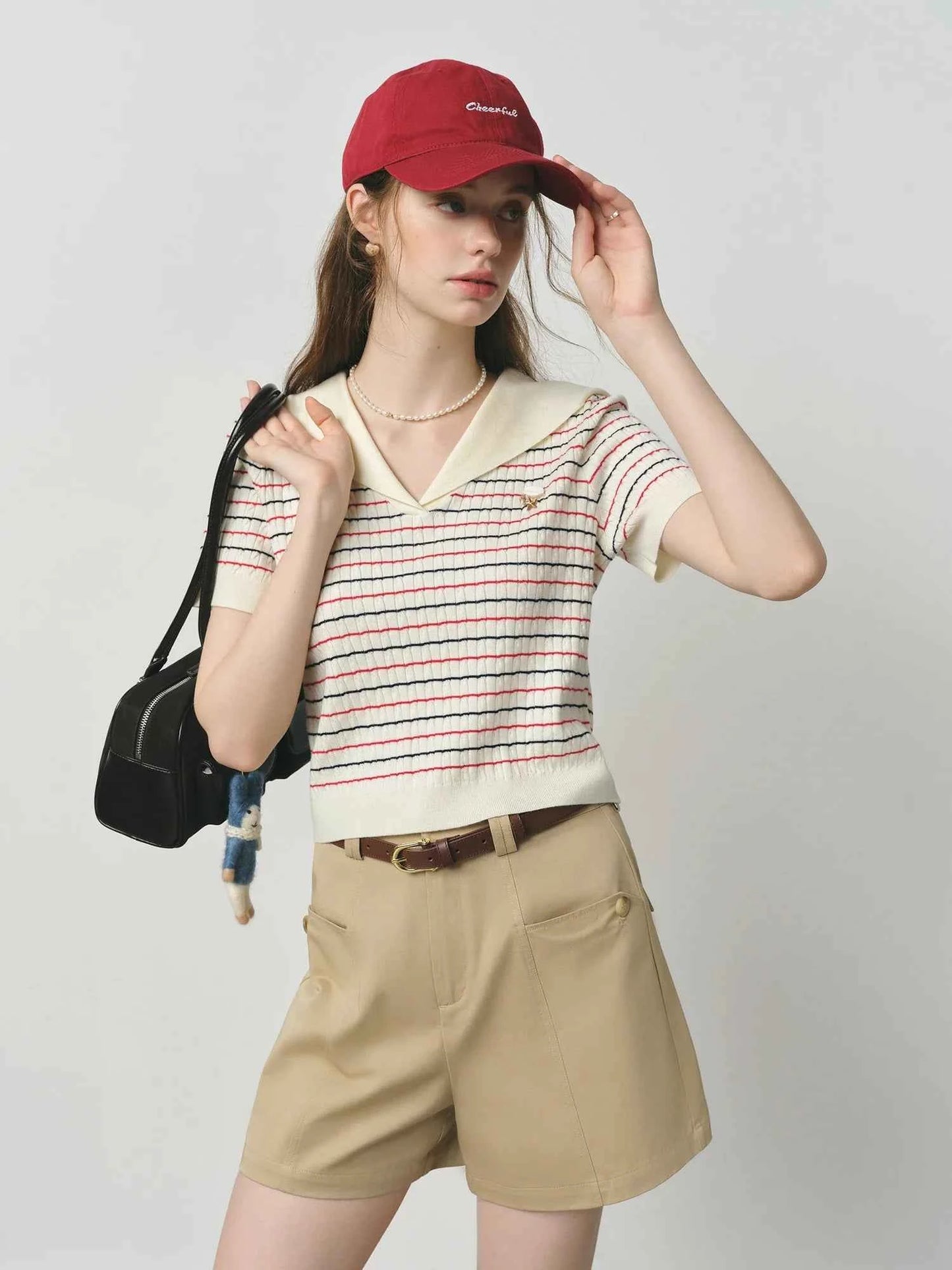 Streetwear Navy Striped Energetic Summer Knit T-Shirt