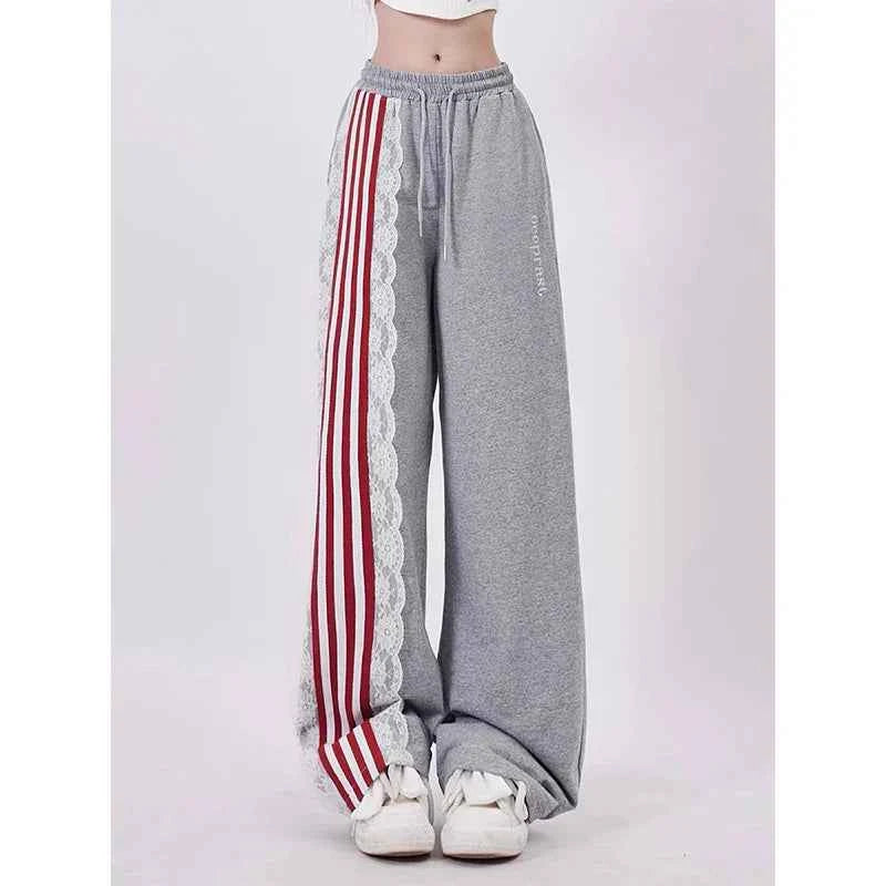Essential High Waist Drawstring Straight Leg Sweatpants