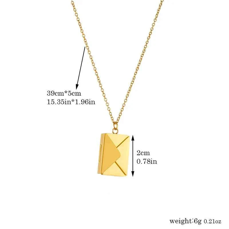 Gold Envelope Pendant Necklace