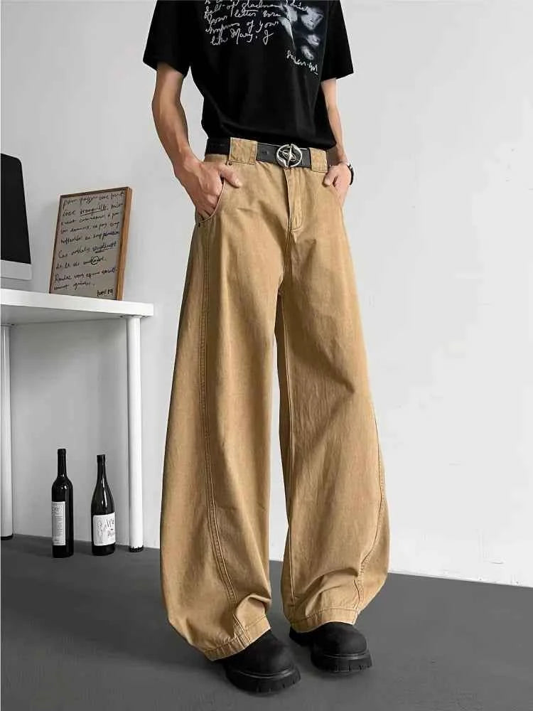 Y2K Cool Khaki Patchwork Cyber Jeans