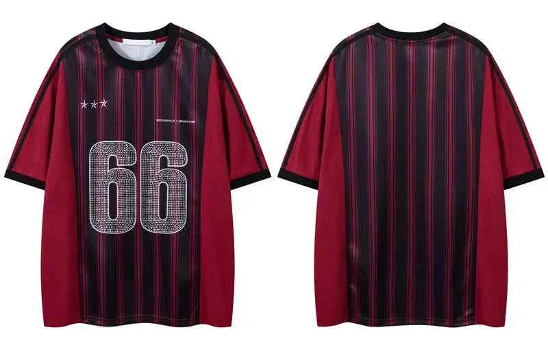 Rhinestone Flexible Mesh Jersey Sport T-Shirt
