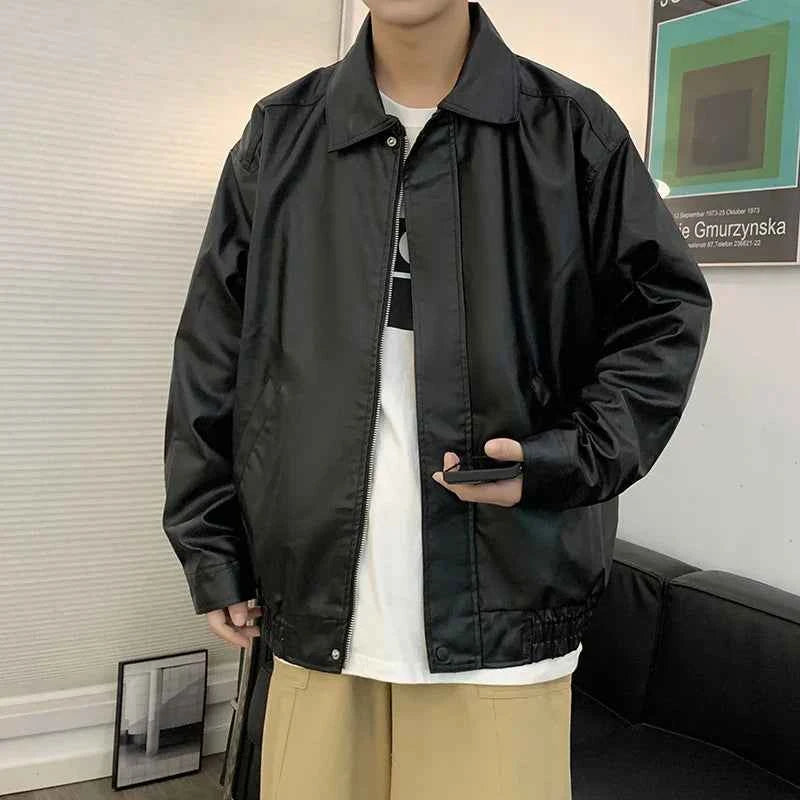 Handsome Retro American Brown Leather Jacket