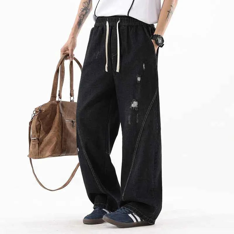 Durable Loose Wide Leg Washed Denim Jeans