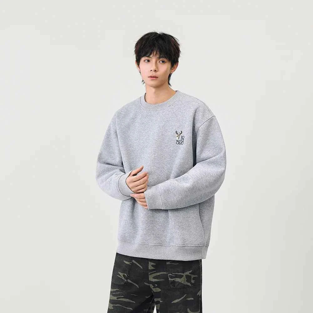Cozy Embroidered Logo Crew Neck Sweatshirt