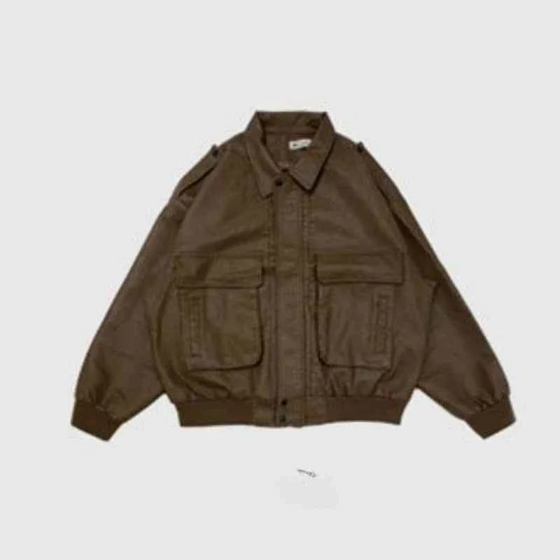 Classic Retro Distressed PU Leather Jacket