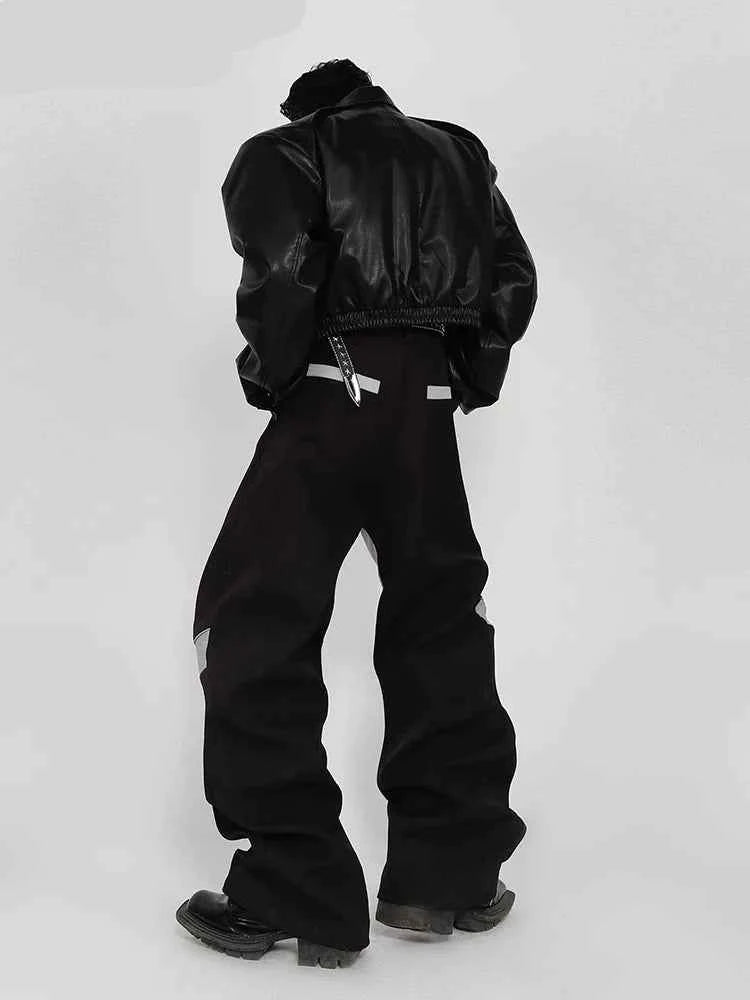 Streetwear Long-lasting Luxury Patchwork Leather Pants