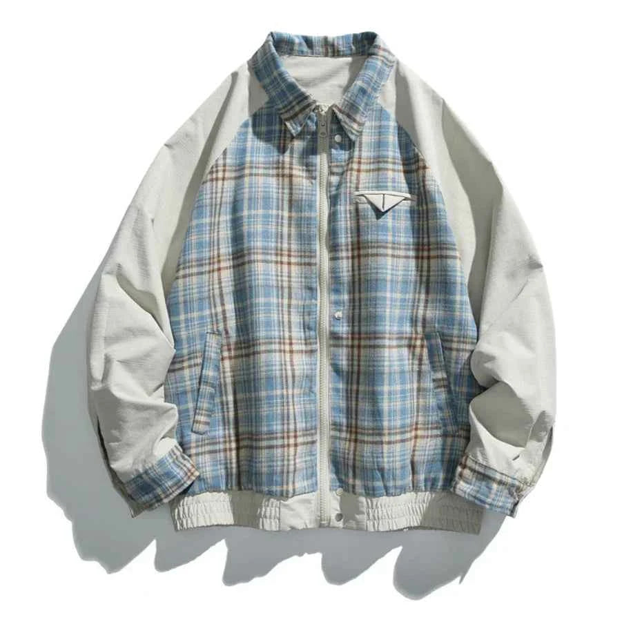 Autumn Plaid Casual Double Face Windbreaker Jacket