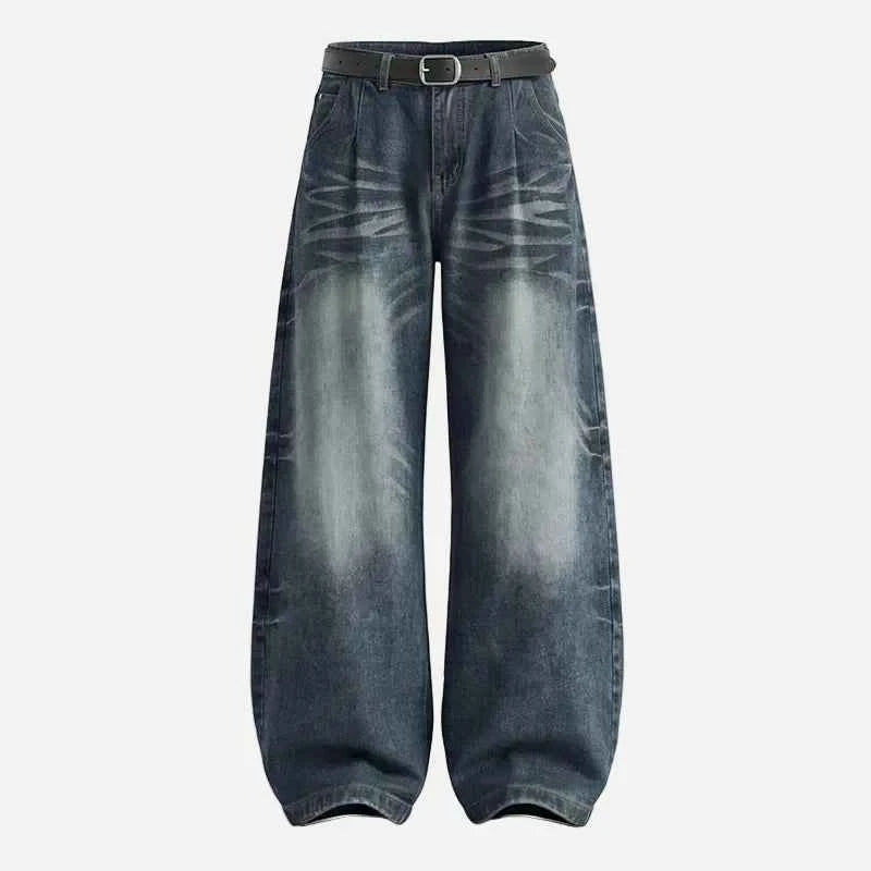 Y2K American Style Distressed Wide Leg Denim Jeans
