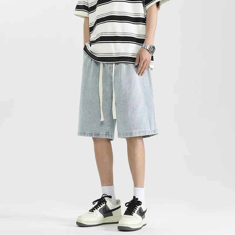 High Waist Loose Casual Washed Denim Short