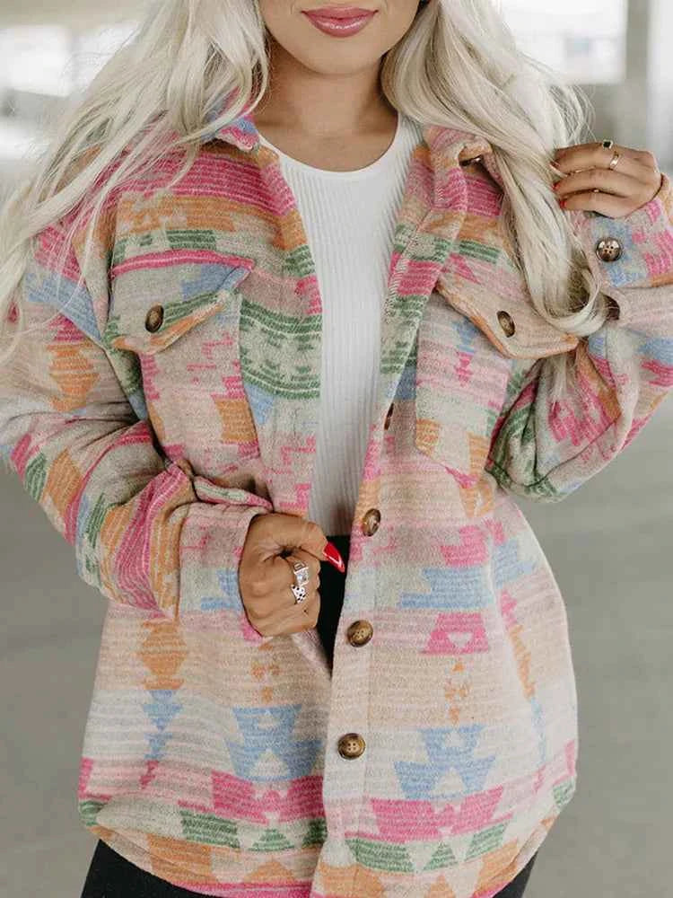 Women Vintage Aztec Print Boho Jacket