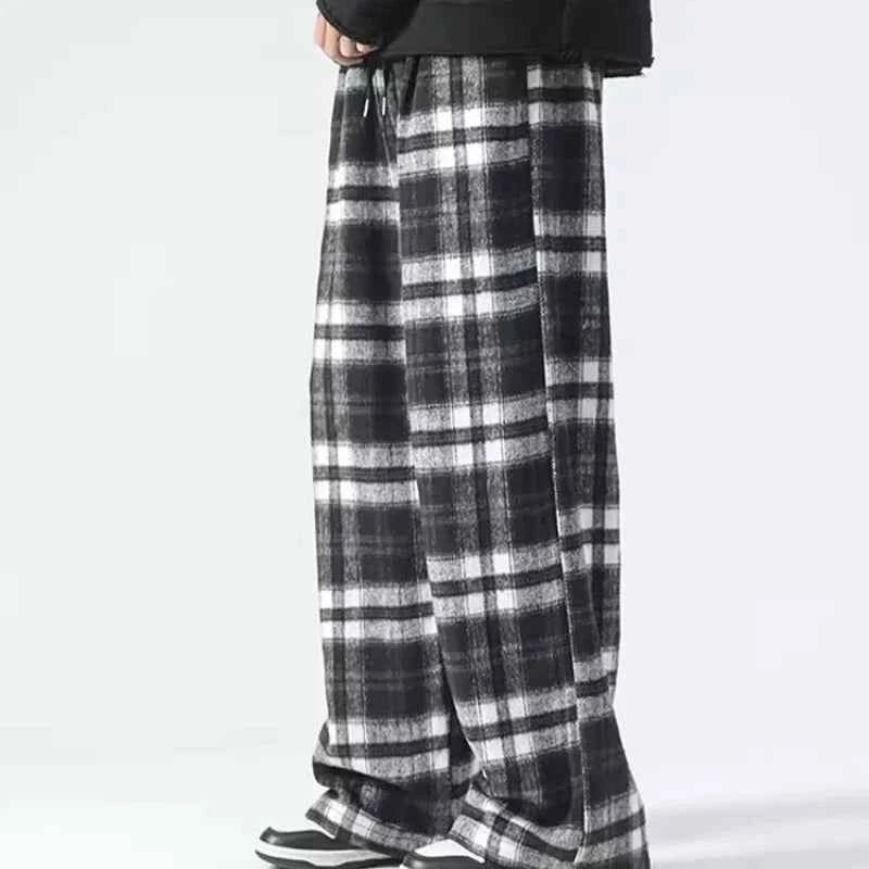 Streetwear Plaid Casual Straight Leg Jogger