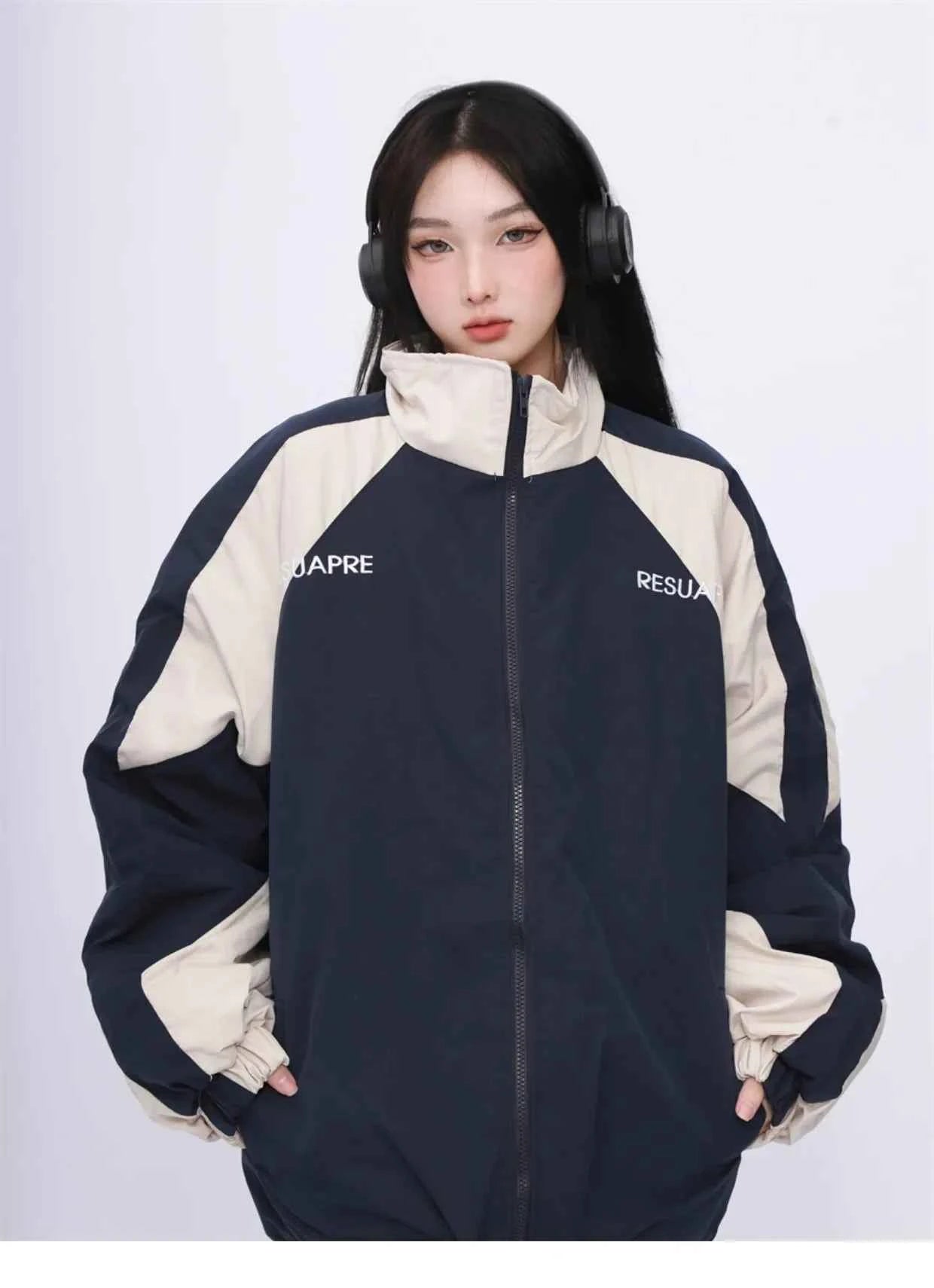 Oversized Energy Streetwear Patchwork Windbreak Jacket