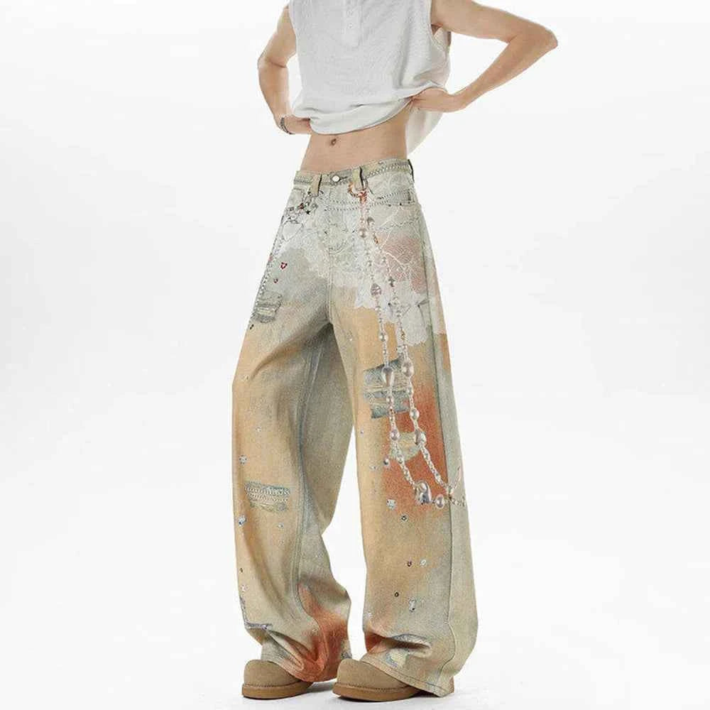 Trendsetter Retro Loose Graphic Denim Jeans