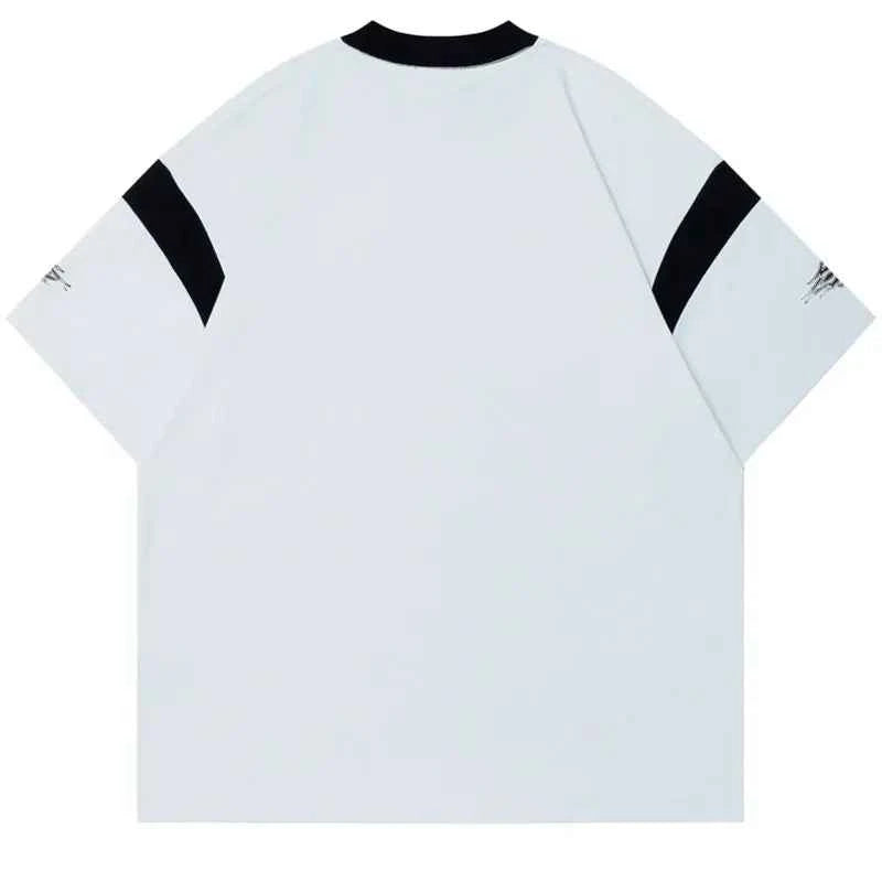 Warm Graphic Printed V-Neck Cotton Racing T-Shirt