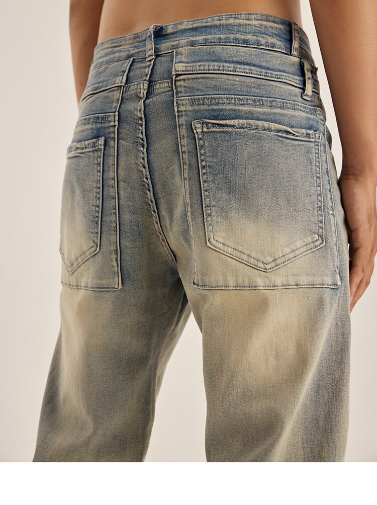 Retro Distressed Ankle Zipper Style Pants