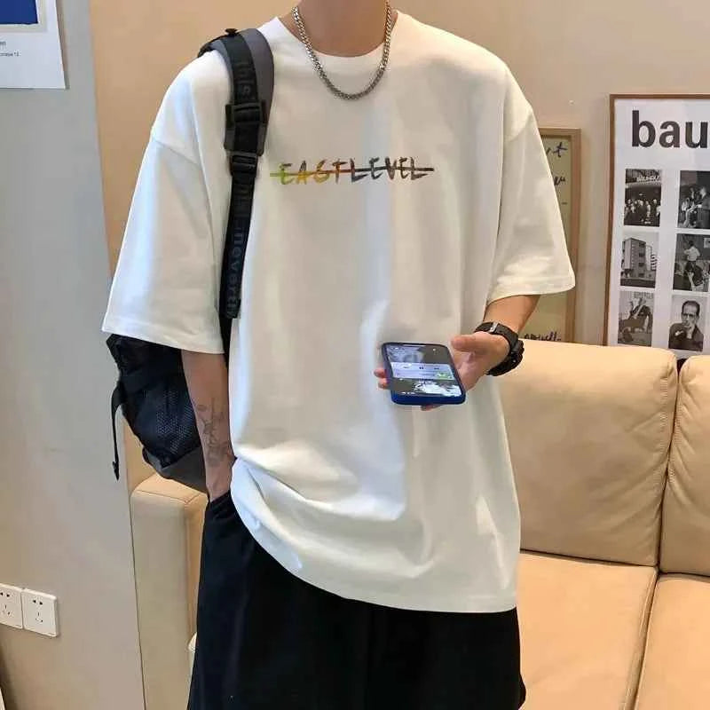 Trendy Korean Style Graphic Cotton T-Shirt