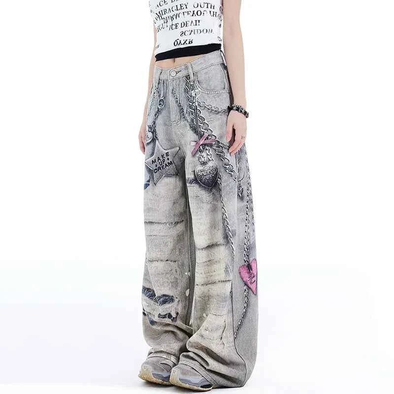 Women Streetwear Wide Leg Denim Jeans