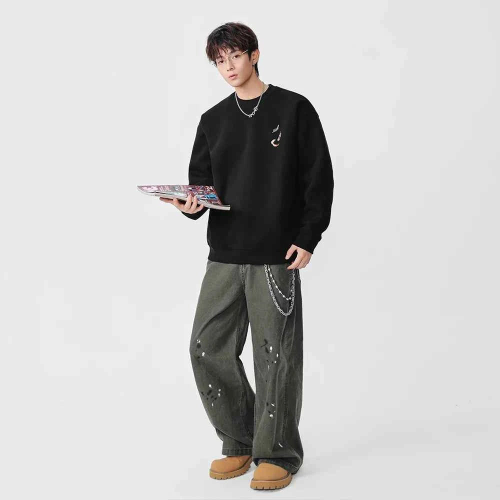 Y2K Abstract Pattern Crew Neck Sweatshirt