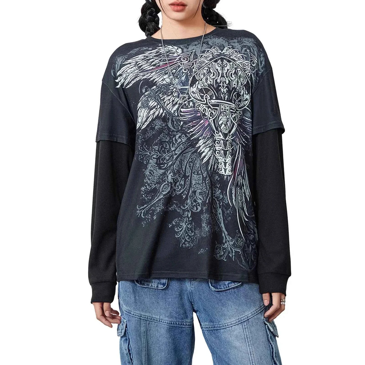 Vintage Grunge Graphic Long Sleeve T-Shirt