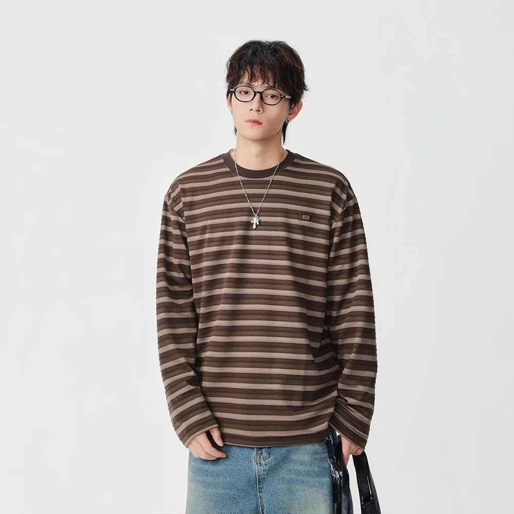 Insulated Casual Striped Long Sleeve T-Shirt