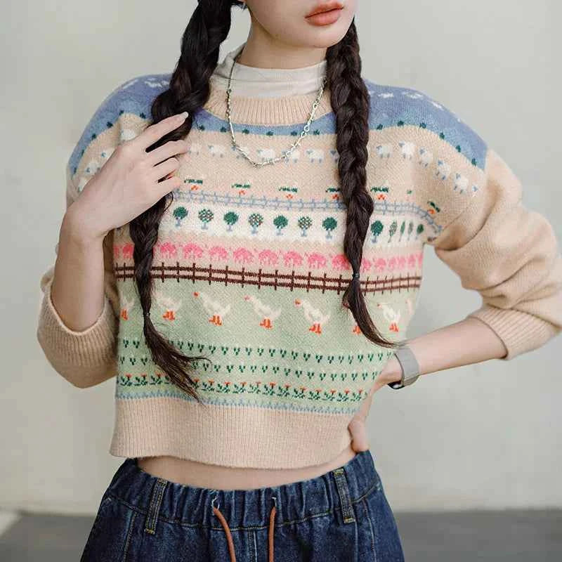 Cute Versatile Animal Print Sweater
