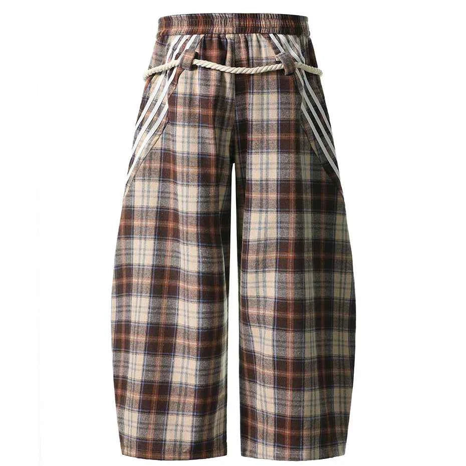 Y2K Flexible Plaid Wide Leg Baggy Wide Leg Jogger