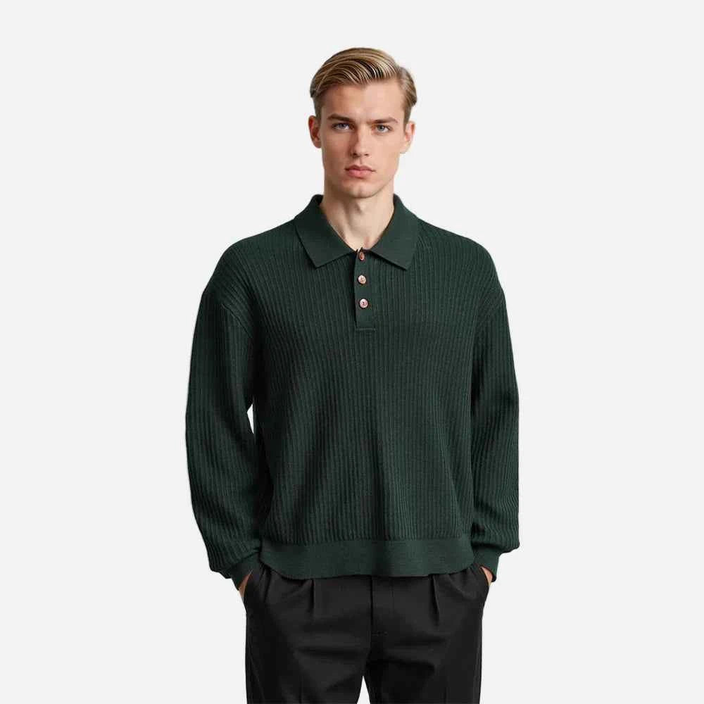Insulated Slim Fit Knitted Polo Sweater