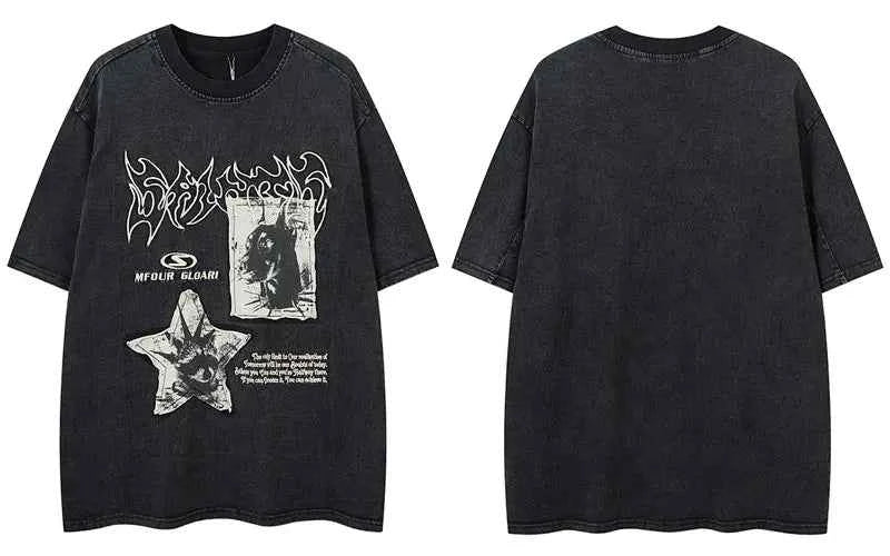 Y2K Oversized Cozy Grunge Patched Gothic T-Shirt