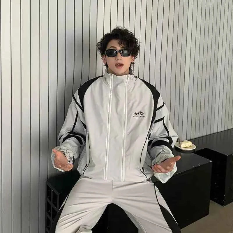 Y2K High-Quality Retro Patchwork Windbreaker Jacket