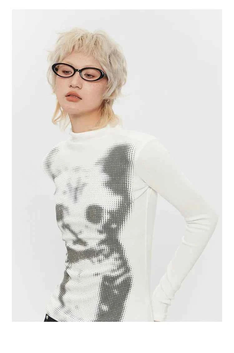 Graphic Cat Print Long Sleeve T-Shirt
