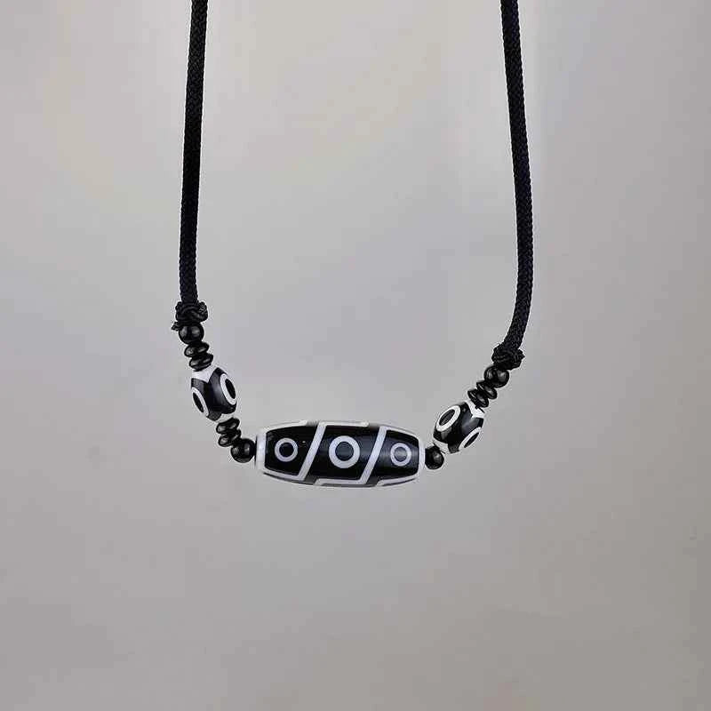Adjustable Tibetan Onyx 3 Eyes Dzi Necklace