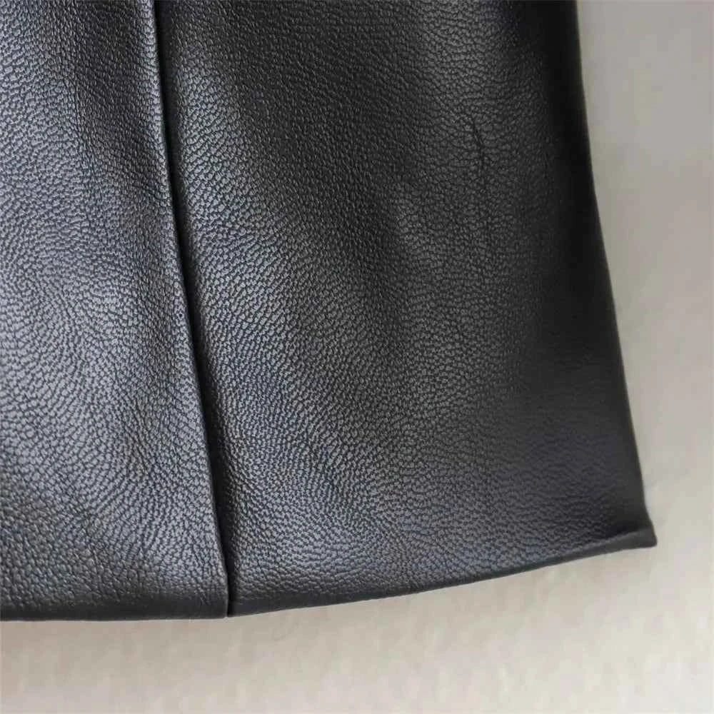 Trendy European Style Classic Suit Leather Coat