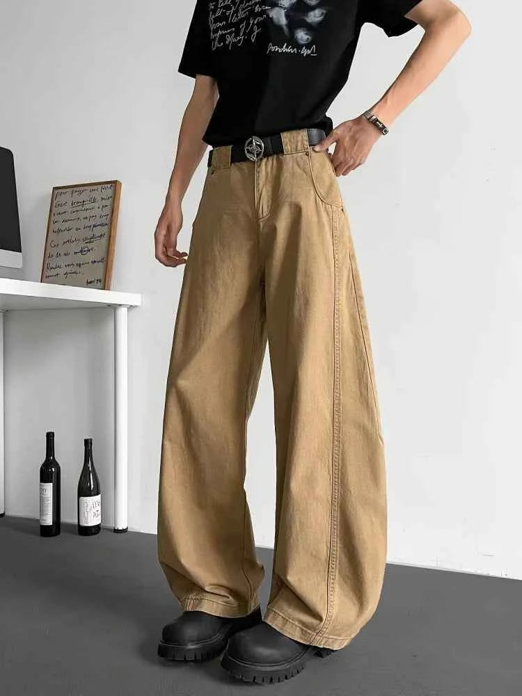 Y2K Cool Khaki Patchwork Cyber Jeans