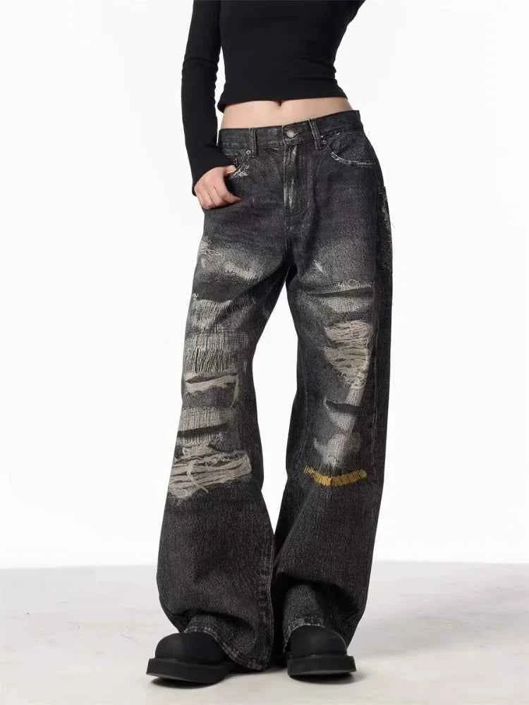 Vintage Streetware Black Ripped Baggy Jeans