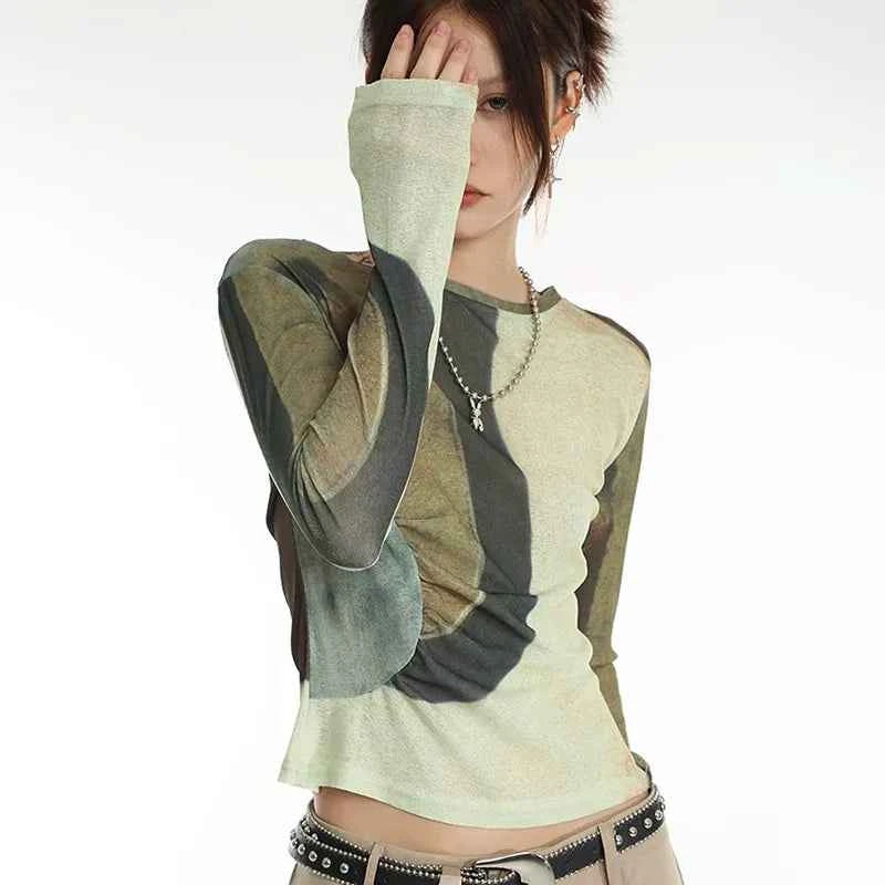 Cyber Y2K Patchwork Grunge Crop T-Shirt