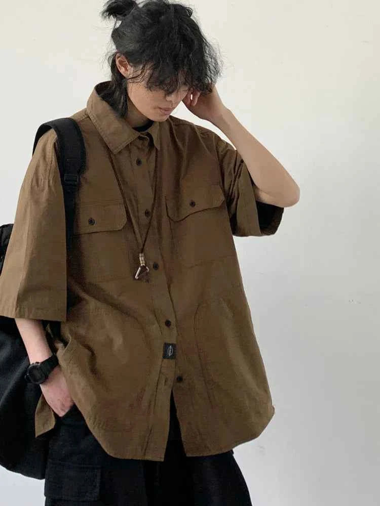 Vintage Japanese Loose Short Sleeve Shirt