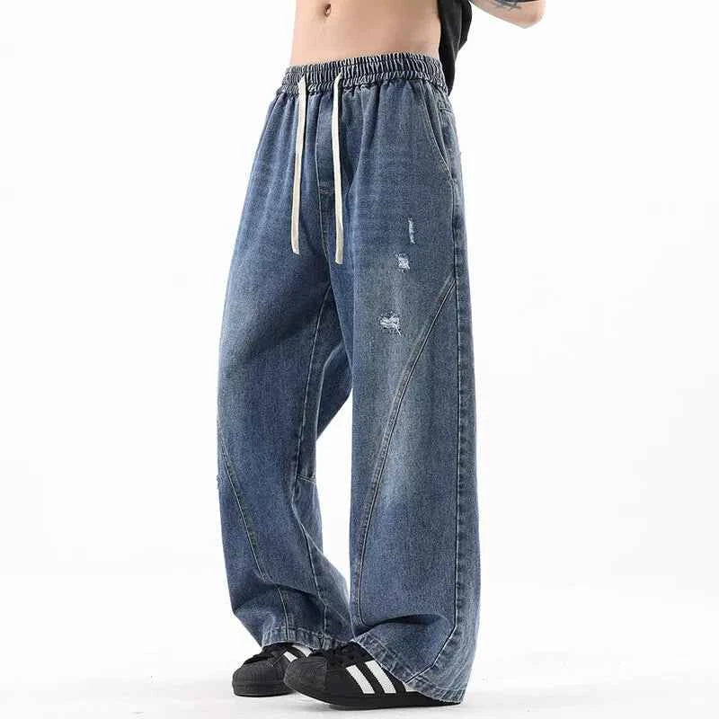 Durable Loose Wide Leg Washed Denim Jeans