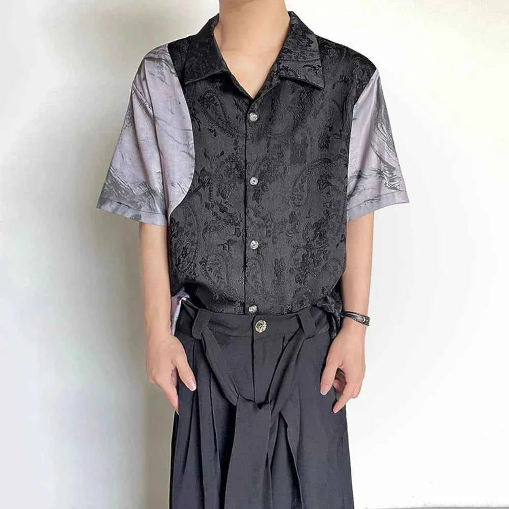 Embroidered Jacquard Retro Short-Sleeved Shirt