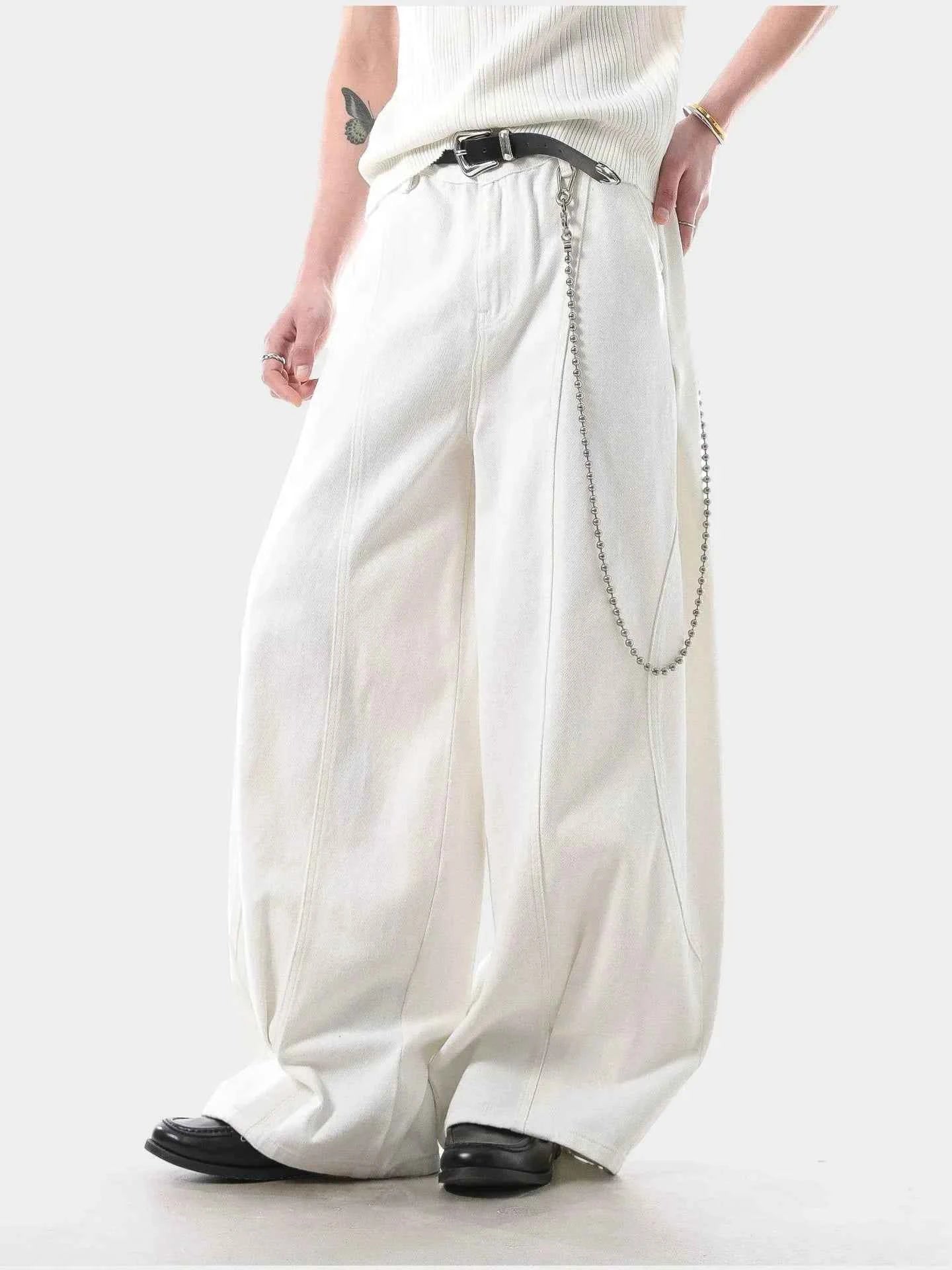 Elegant Stretch Comfort Solid Color Wide Leg Jeans