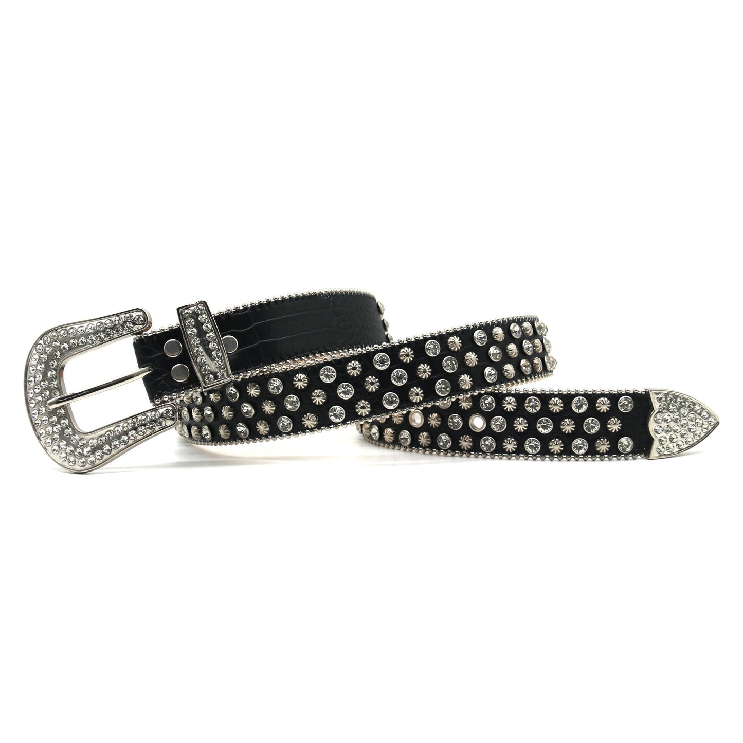 Midnight Spark Black Rhinestone Belt - Y2K Streetwear Accessory | LuxuryUrbanwear - Luxuryurbanwear