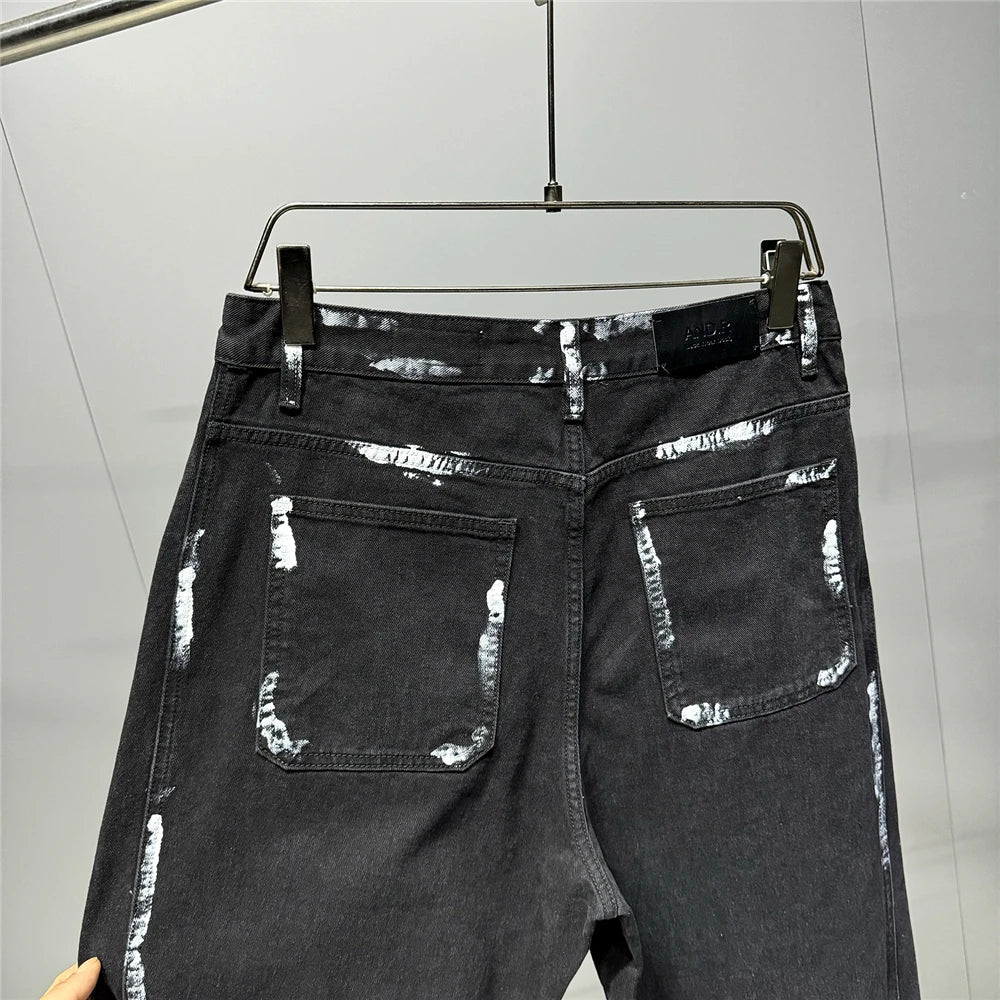 Ebony Black Splash Paint Style Pants
