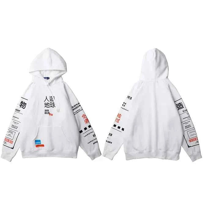 Comfortable Graffiti Kanji Graphic Hip Hop Hoodie