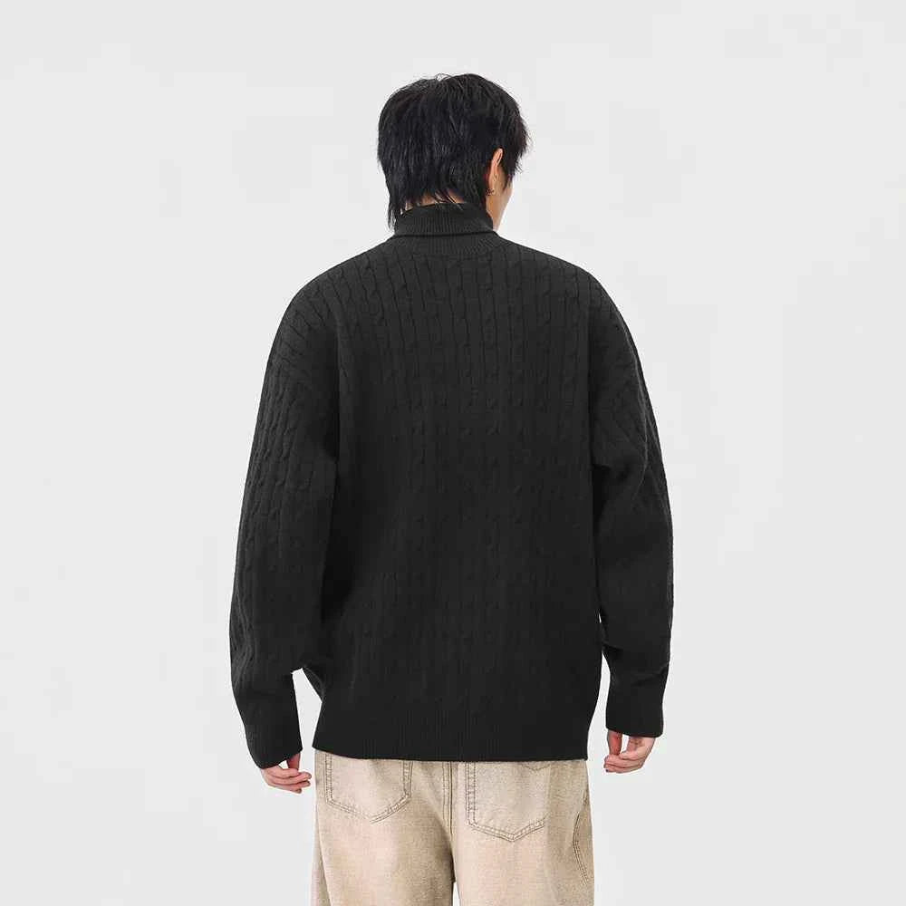 Cozy Cable Knit High Neck Turtleneck Sweater