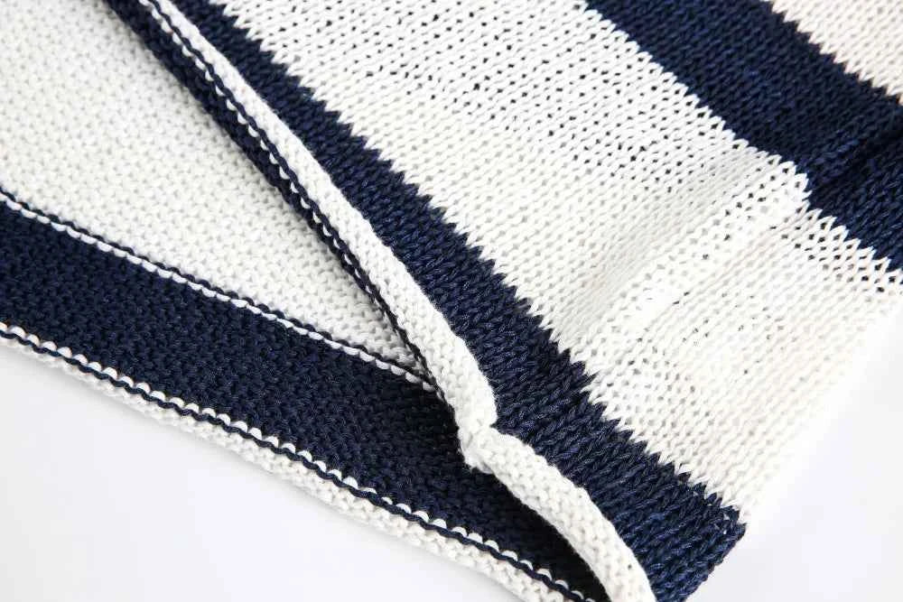 Y2K Plush Striped Lace Up Knitted Sweater