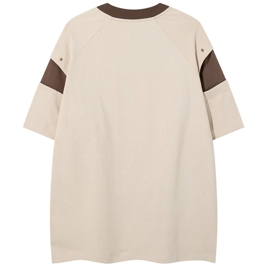 Rivet Patchwork Streetwear Oversized T-Shirts