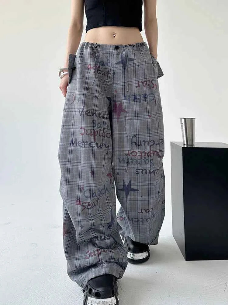 Hand-Painted Vintage Wide-Leg Casual Sweatpants