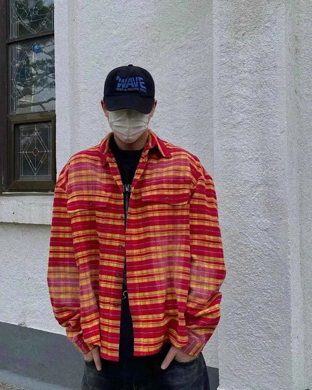 Retro Korean Style Patcwork Trend Flannel Shirt