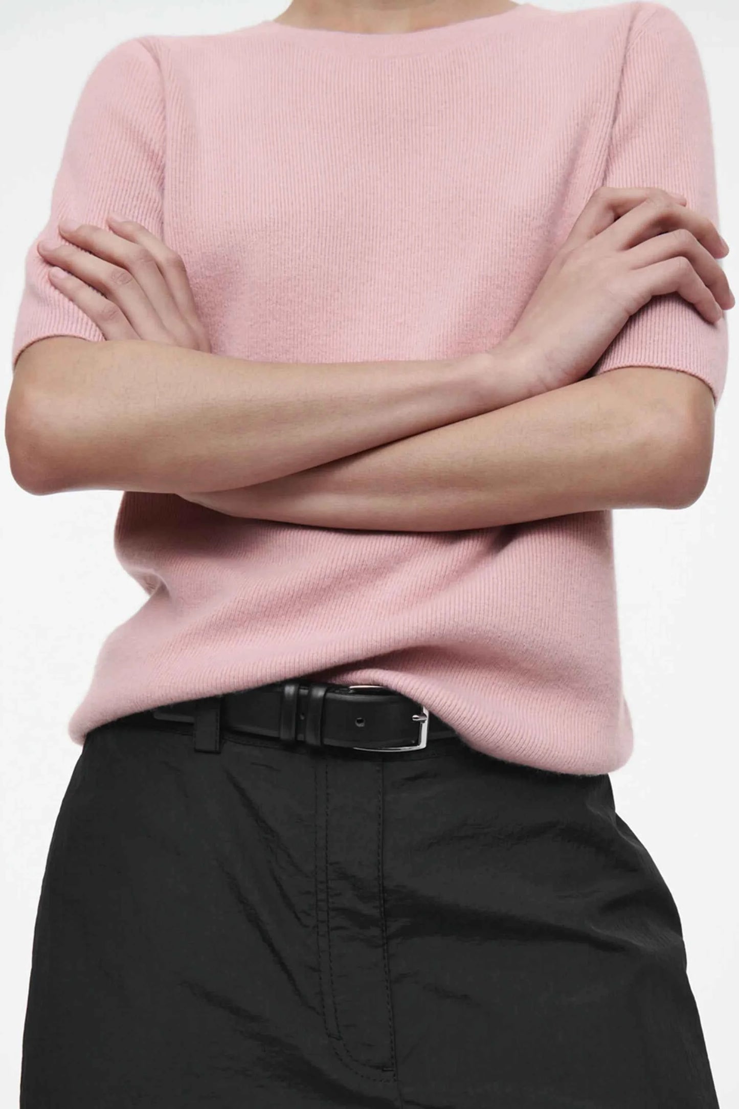 Women Pink Ethereal Spring Casual Knit T-Shirt
