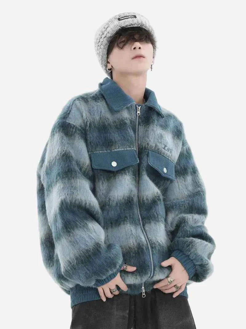 Streetwear Trendy Gradient Woolen Jacket
