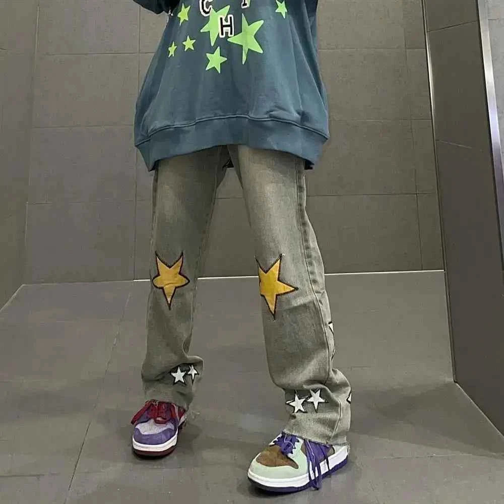 High Waist Vintage Star Hip Hop Jeans